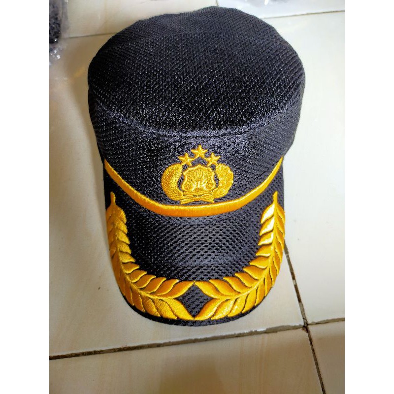 topi komando pamen POLRI bordir timbul kwalitas premium bahan doblemes