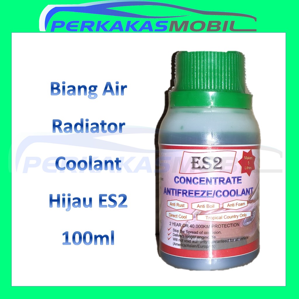 Konsentrat Biang Air Radiator Coolant ES2 Antifreeze Hijau Mobil Motor 100ml untuk 5 liter Air