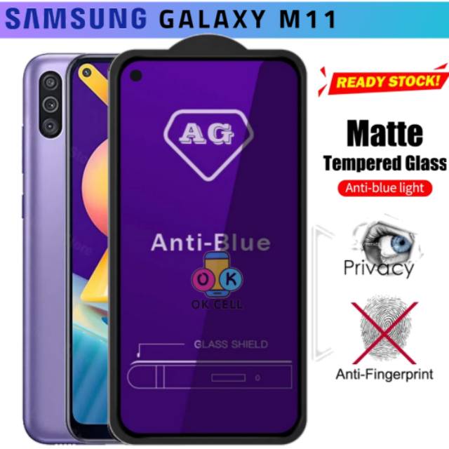 Tempered Glass Anti Glare Matte Samsung M11 TG Anti Gores Blue Ray Full Layar Screen Protector