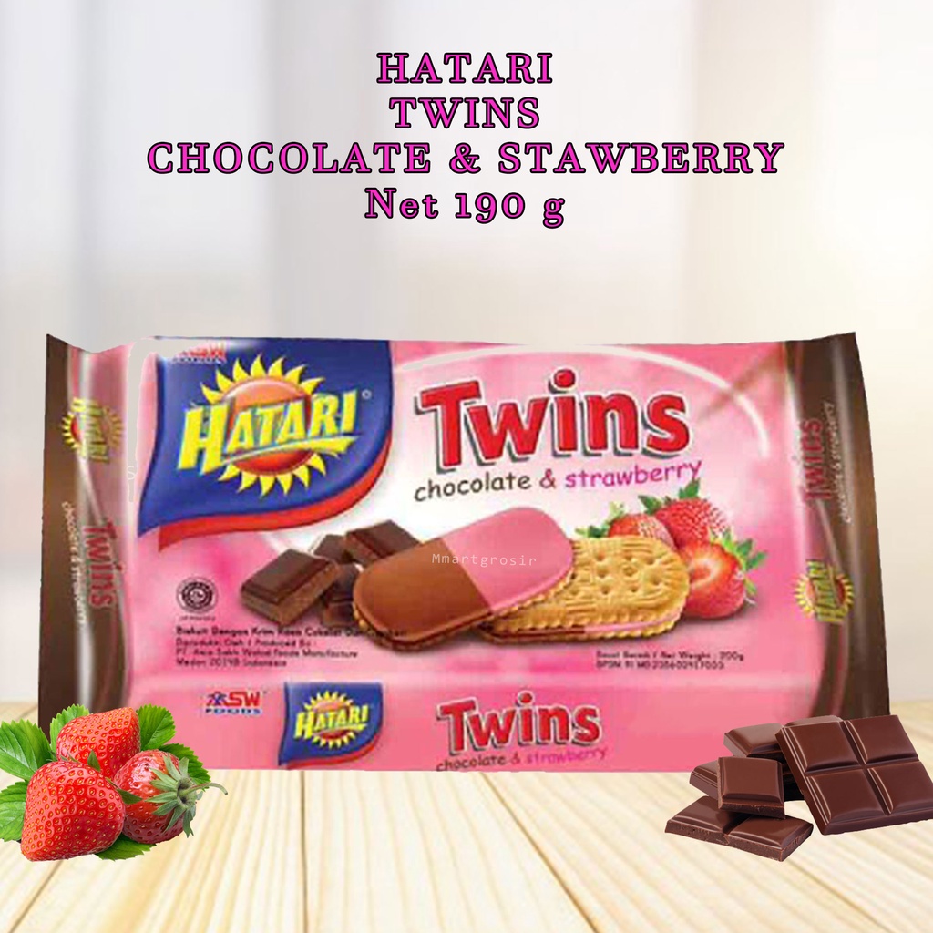 Biscuit Hatari Twins / Biskuit Krim Renyah / Biskuit Rasa Chocolate &amp; Strawberry / 190gr