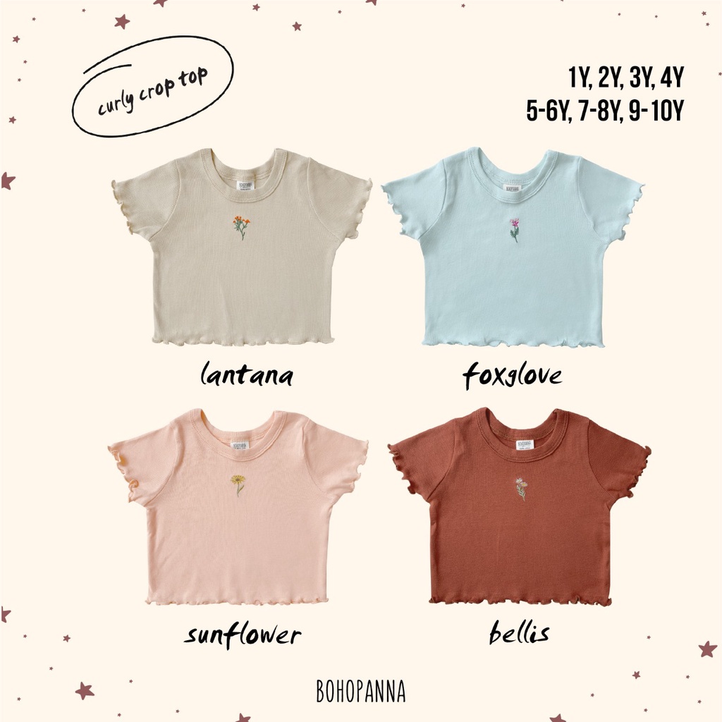 BOHOPANNA MURAH CURLY CROP TOP BOHOPANNA X OVERTEE ATASAN ANAK BOHO PANNA BOHOBABY