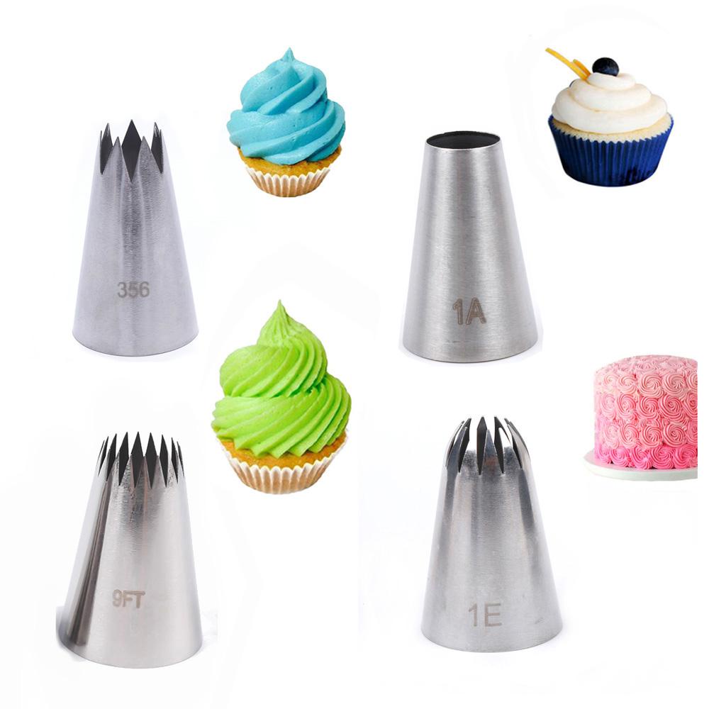 Populer 4pcs Bunga Icing Piping Nozel Rusia Bakery Pastry Tips Stainless Steel Aksesoris Dapur Alat Es Krim