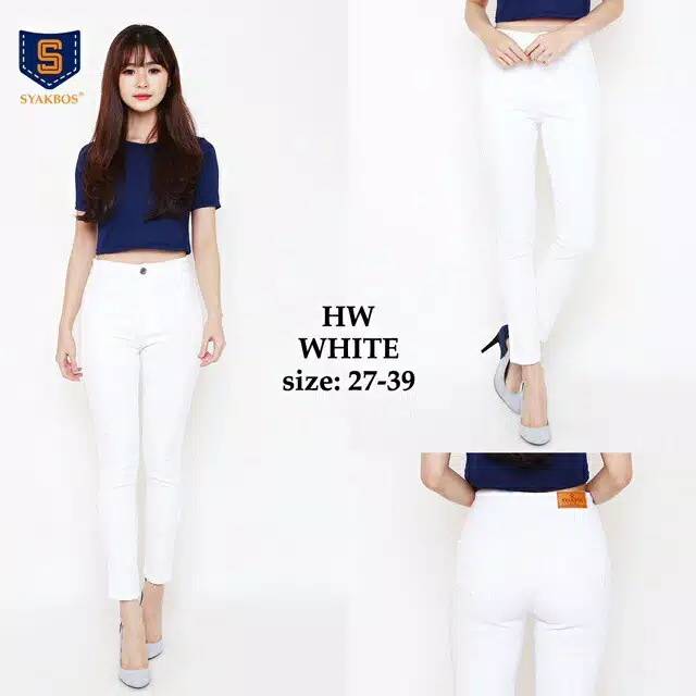 Celana softjeans wanita putih.