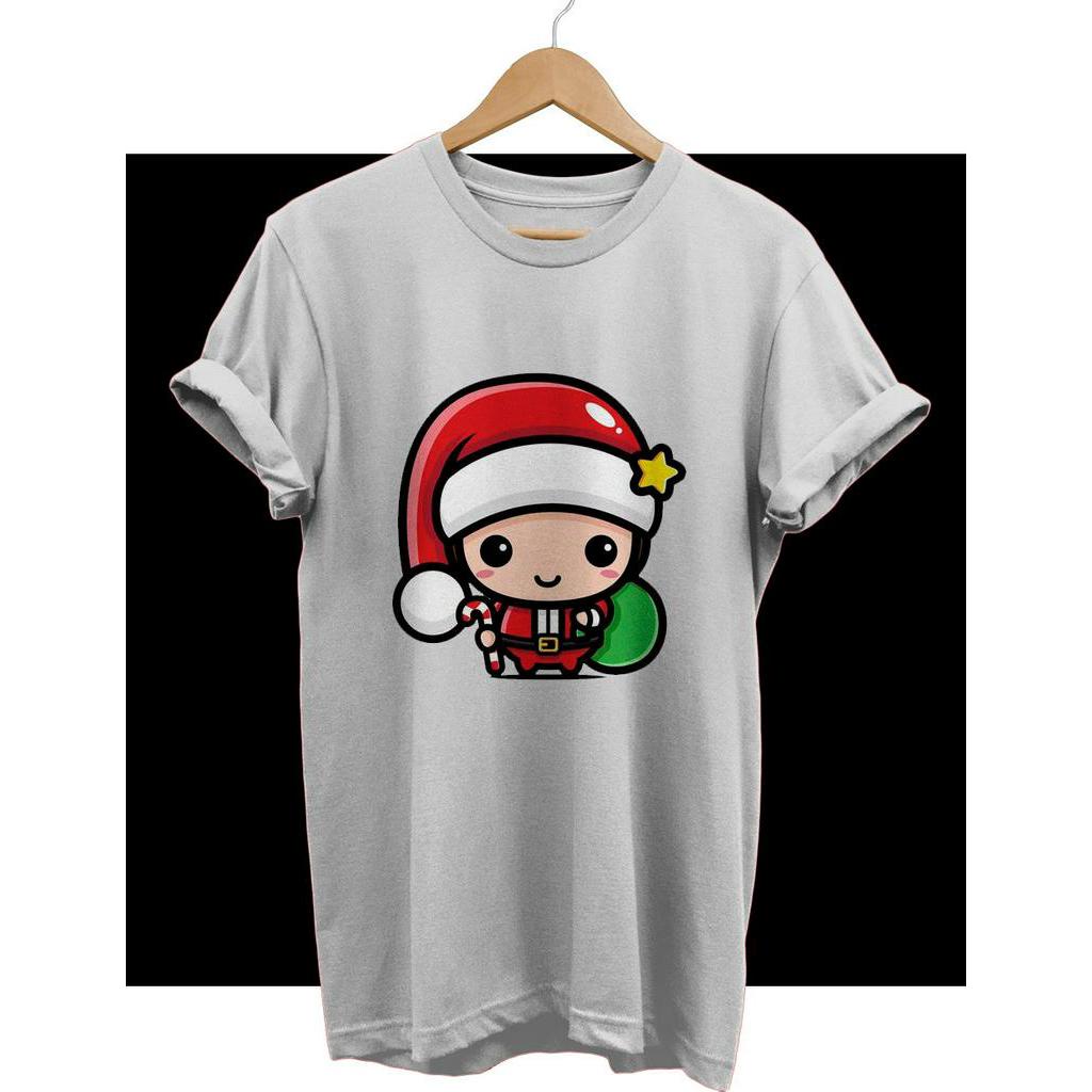 KAOS NATAL CHRISTMAS CHIBI SANTA merry Christmas COMBED 30S