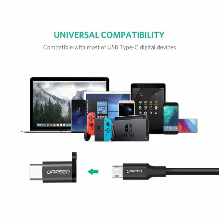 Ugreen OTG Adapter Changer Micro USB to Type C Gray-40945