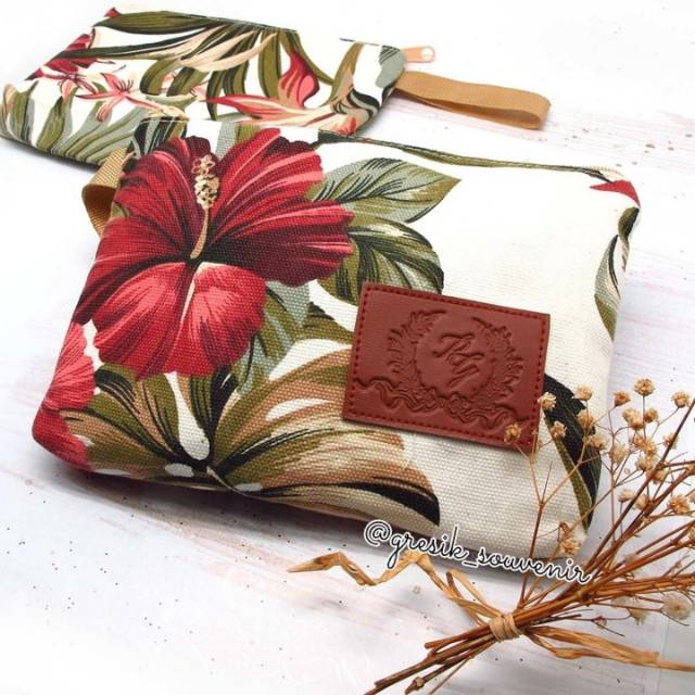 Pouch Canvas Custom Leather Embhoss