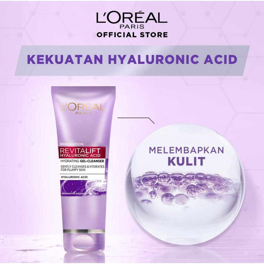 Loreal Revitalift Hyaluronic Acid Hydrating Gel Cleanser 100ml Original - L'oreal Paris Facial Face Wash 100 ml COD