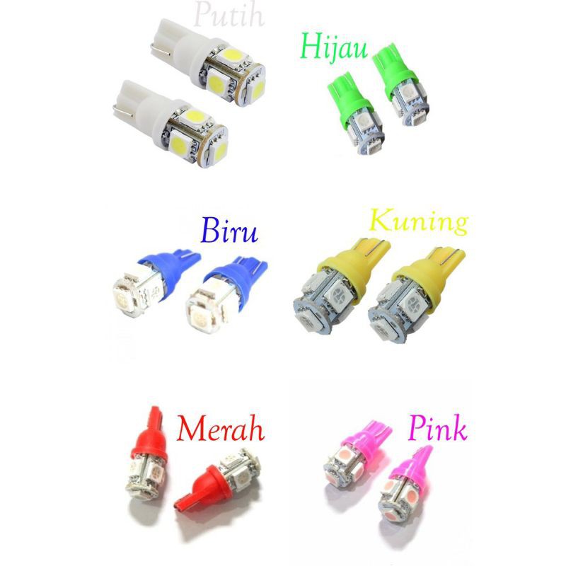 Lampu Sen Sein T10 5Mata Led Diam Motor Variasi isi 2pcs/1pasang