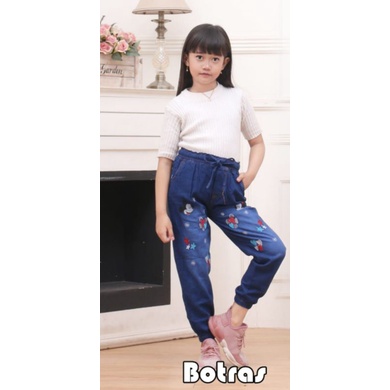 Celana Jeans Joger Anak Perempuan Usia 4-12 Thn  Premium Tren