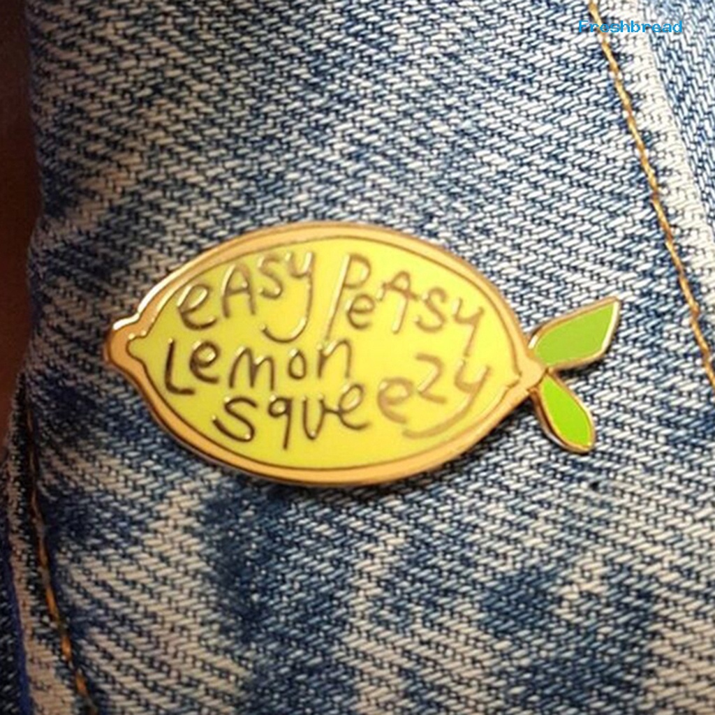 Terlaris Brooch Pin Lemon Shape Jewelry Enamel Style Cartoon Lemon Letters Brooch Pin for Party