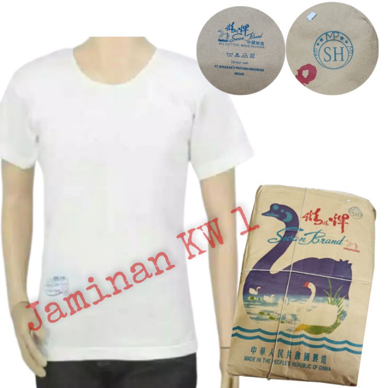 6Pc Kaos Oblong Pria Swan Brand Original Murah uk 34-42