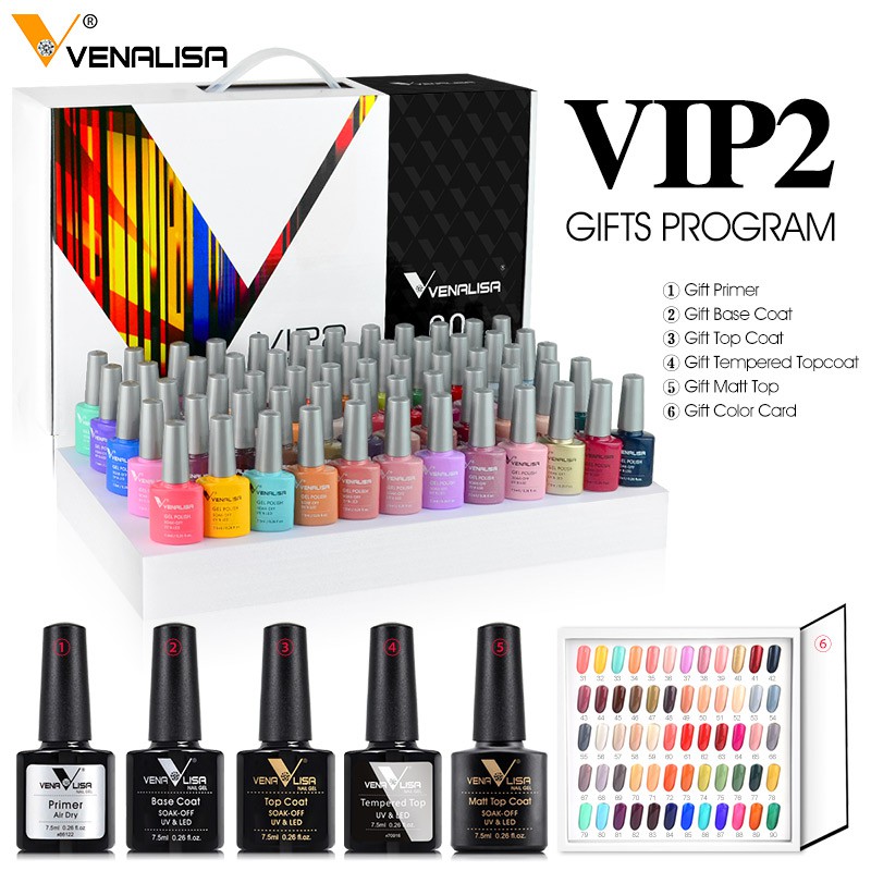 ORIGINAL VIP SET UV GEL Nail Polish 60pcs + Free Top Coat Base Coat