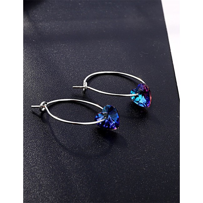 LRC Anting Tusuk Fashion Zircon Heart-shaped Earrings F66338