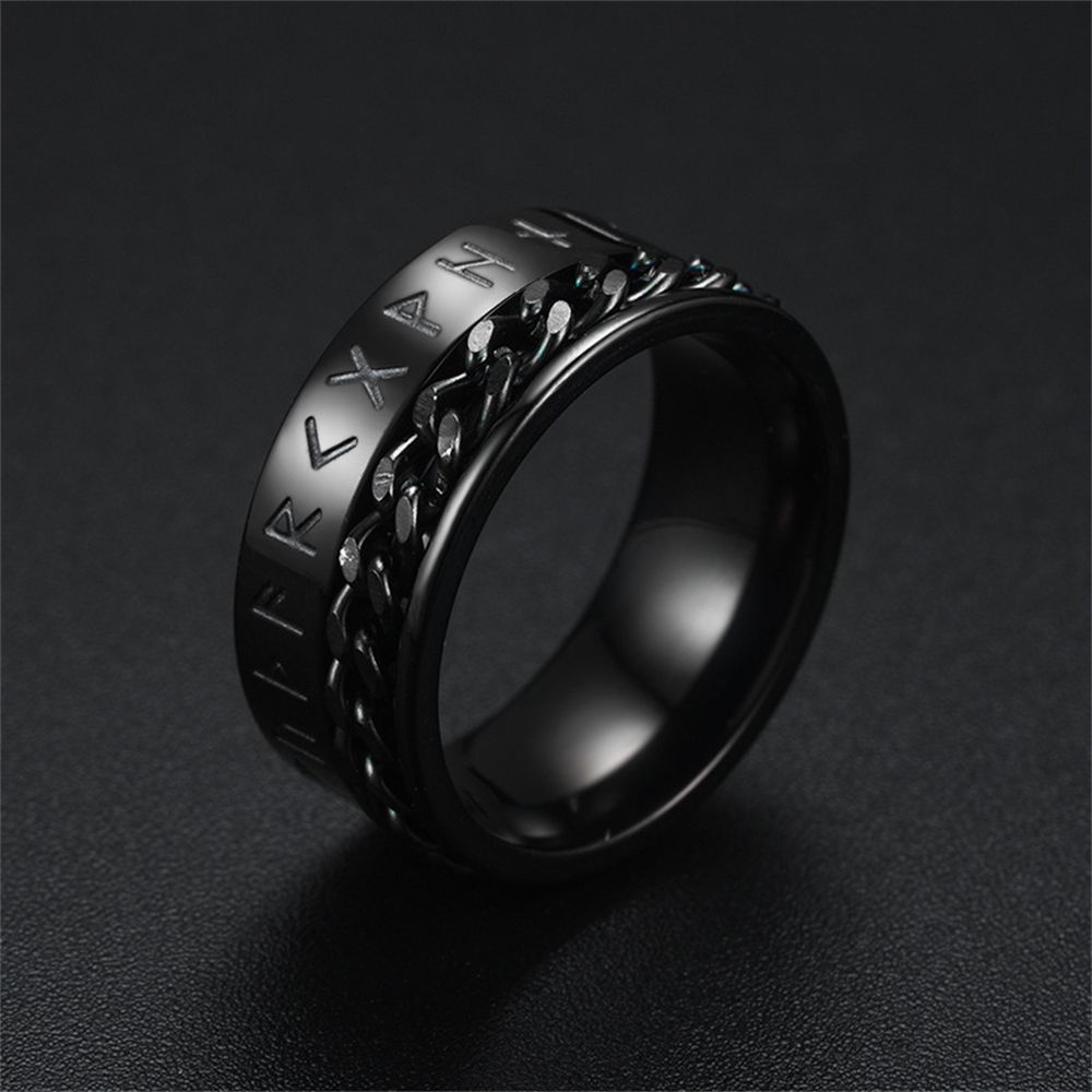 LILY Fashion Titanium Steel Ring for Men Viking Rotatable Chain Rock Party Accessories Anxiety Rings New Trendy Anti Stress Relieve Pressure/Multicolor