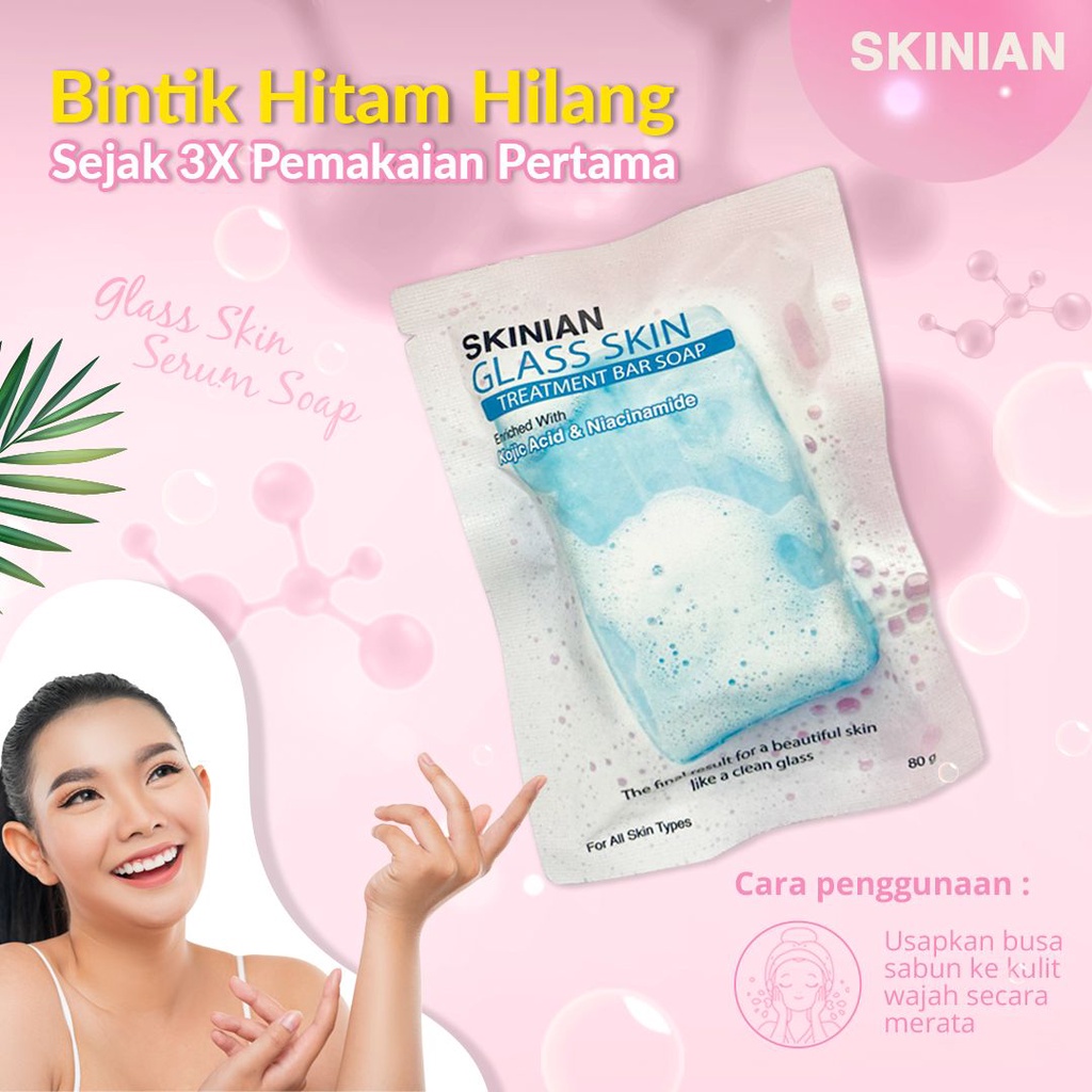 Skinian Glasskin Treatment Bar Soap BPOM Kojic Acid Soap Glasskin Soap Pencerah Wajah Penghilang Flek Plek Hitam Di Wajah Pria Wanita Ampuh Sabun Muka Penghilang Bekas Jerawat Pelembab Pelembap Kulit Kering Penghilang Kerutan Keriput Dahi Dan Wajah Ampuh