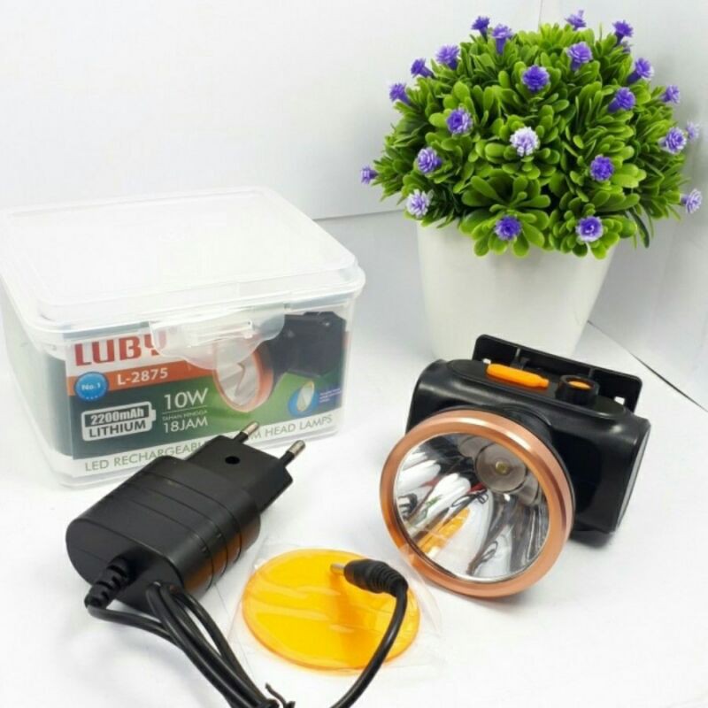 Senter Kepala Luby 2875 Headlamp Head Lamp Nyala Putih Kuning 10Watt