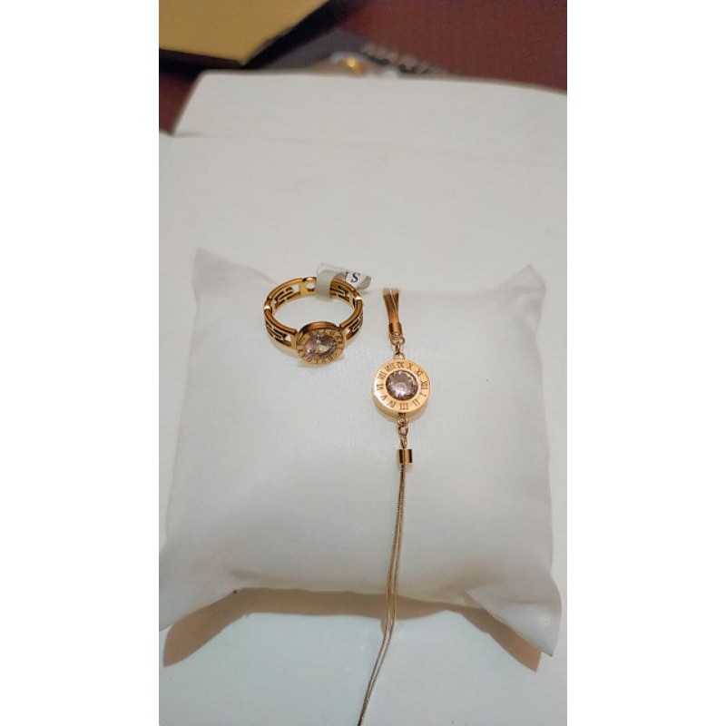 set gelang dan cincin titanium