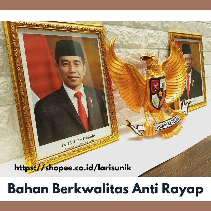 Pigura Poster Presiden Dan Wakil Presiden Lambang Burung Garuda Pancasila Hiasan 3D Dinding