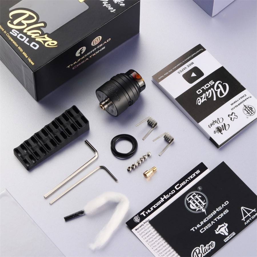 Atomizer Vape Vapor RDA Blaze Solo RDA 24MM Authentic By Thunderhead