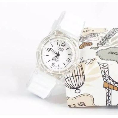 Jam Tangan Wanita Sporty Q&amp;Q Angka Strap Jelly Transparan Small Size