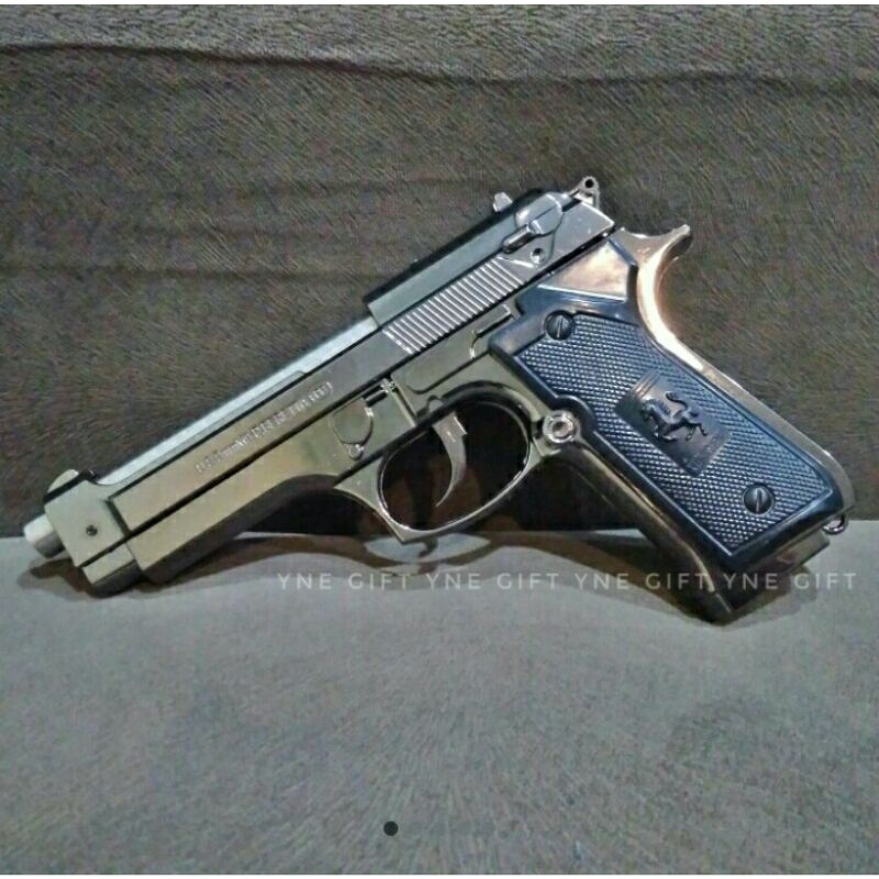 Korek Api Gas Pistol Beretta silver Besar Korek Api Baretta