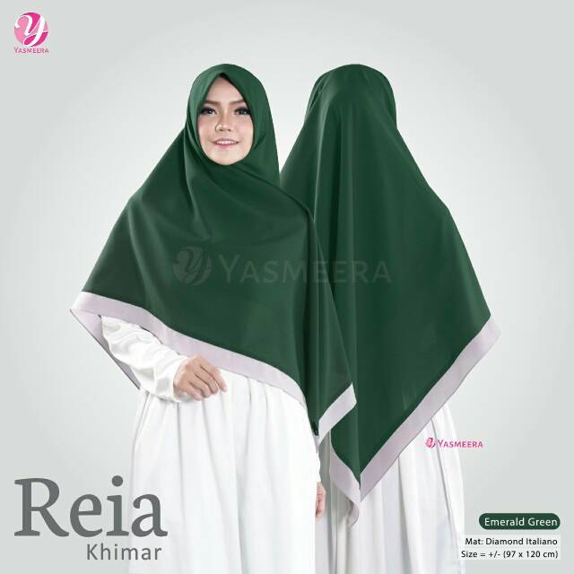 KHIMAR REIA YASMEERA - JILBAB SEGI 4 INSTAN SYARI JUMBO BRANDED TERBARU DIAMOND ITALIANO POLOS ADEM