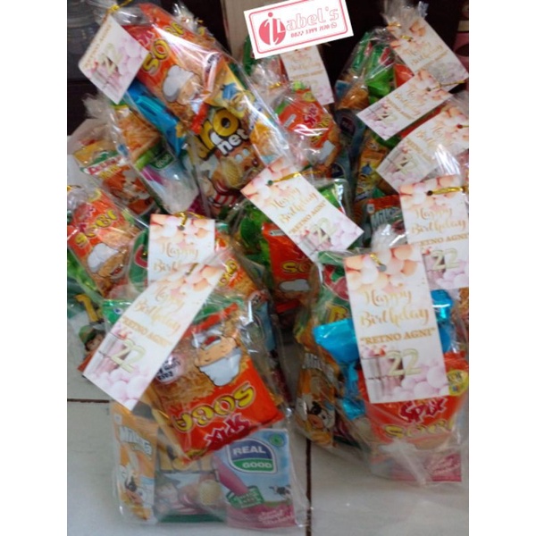 

10 paket snack ultah/khitan/syukuran anak dengan thanks card