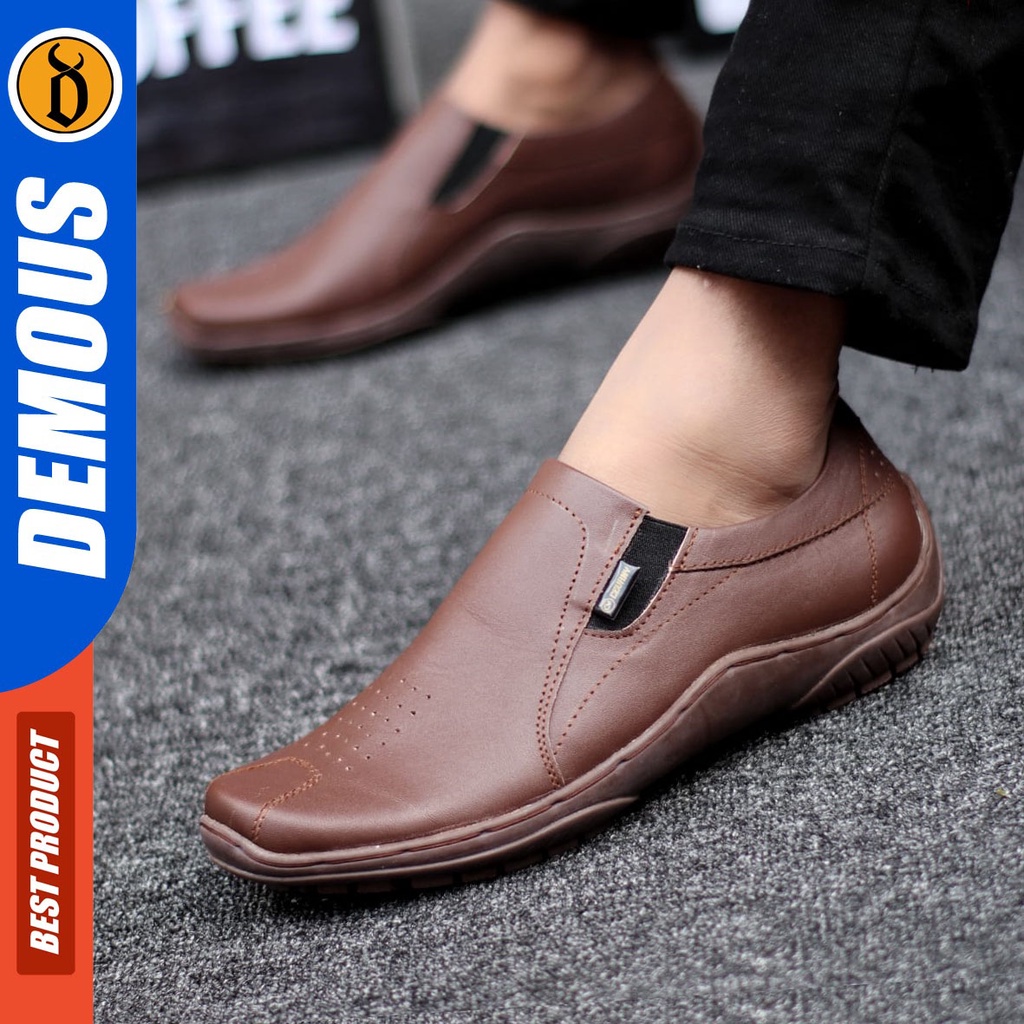 DEMOUS Divoc - Sepatu Casual Slip On Slop Pria Kulit Asli