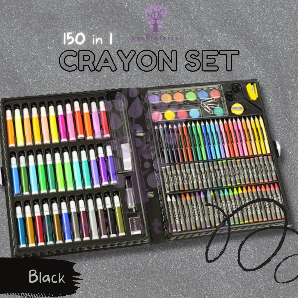 Bandiaterra 150 IN 1 ART SET/Alat Gambar &amp; Lukis / Crayon, Spidol, Pensil Warna, Cat Set