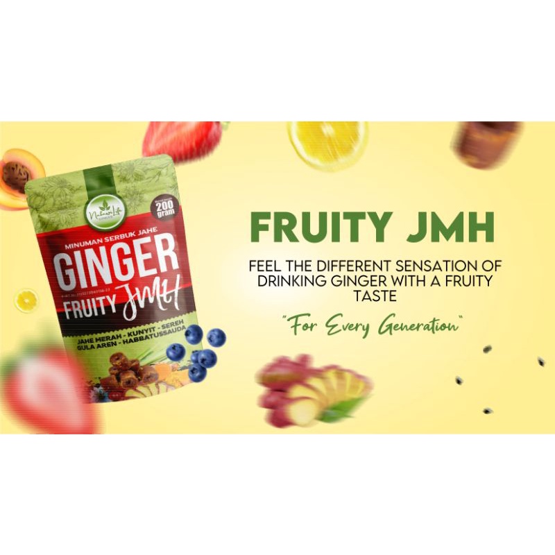 

Fruity Ginger JMH jahe merah plus habbatusauda dengan rasa sensasi buah buahahn