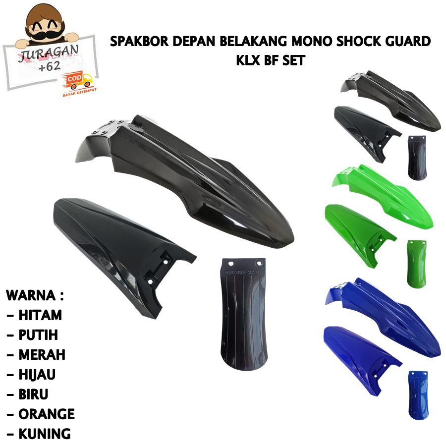 SPAKBOR SET KLX BF BIG FOOT 150 250 DTRACKER DEPAN BELAKANG COVER LUMPUR MONOSHOCK D TRACKER