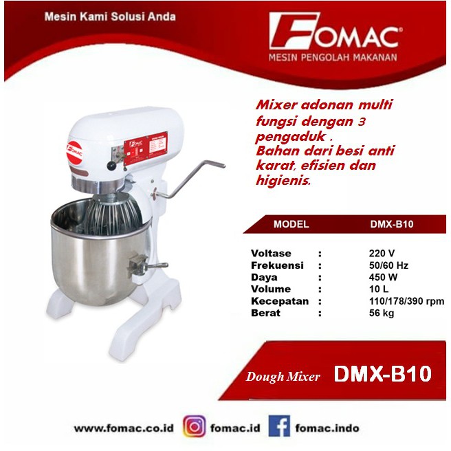 Fomac DMX-B10 Planetary Mixer (10 Liter) - Mesin Pengaduk Adonan