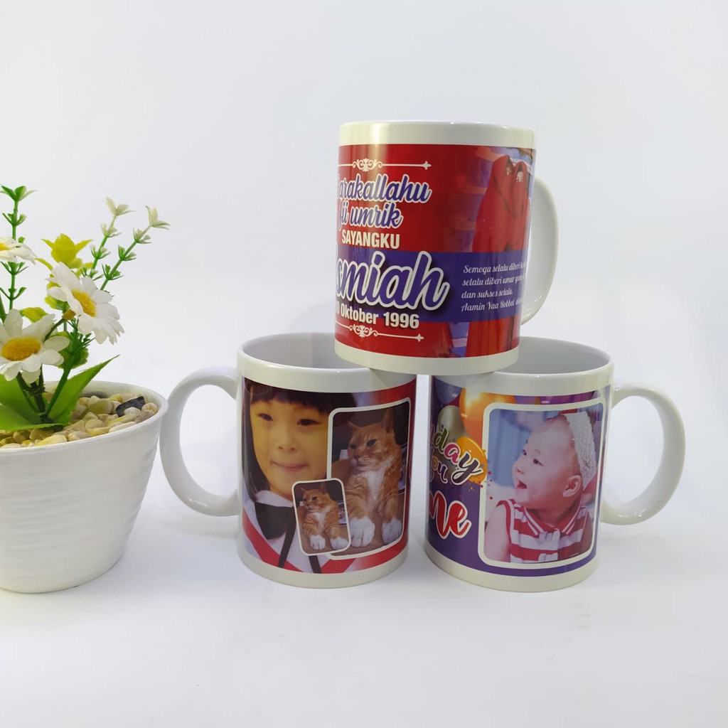 Gelas Mug Keramik Custom Foto / Kado Ulang tahun / Kado Pernikahan / Kado Anniversary