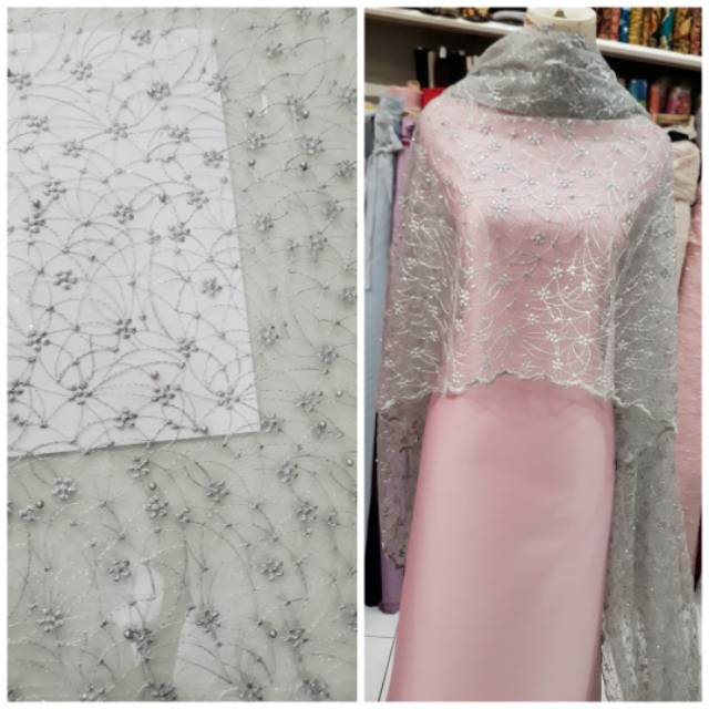 Tile Akar Mutiara abu2 muda ( silver)