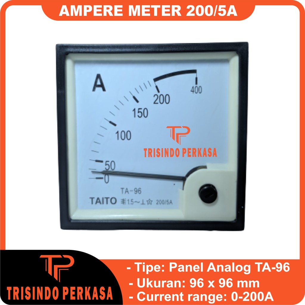 Ampere Meter Panel Analog TA-96 0-200A 96x96 Jarum