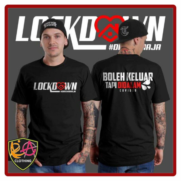 [H&H TS] COD KAOS PLESETAN T-SHIRT KATA KATA LOCK DOWN KATUN PREMIUM KAOS DISTRO - Hitam, S Terlaris
