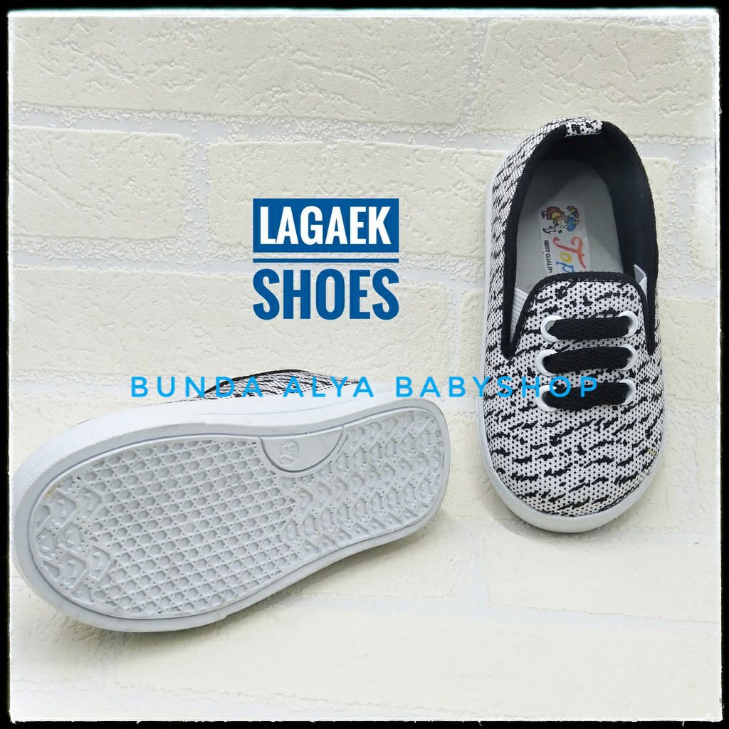 Sepatu Anak Laki Laki Usia 6 Tahunan Salur Size 33 - 34 - Sepatu Anak Cowok Slip On Casual Kanvas Alas Karet SALE