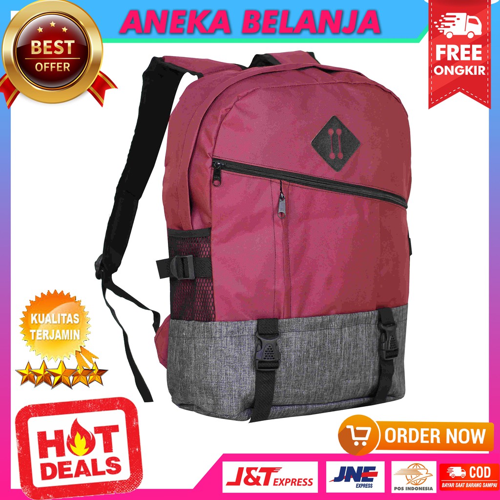 Stock Terbatas Tas Sekolah Distro Miring Maroon Abu Casual Fashionable Tas Khusus Cowok Keren Trendy