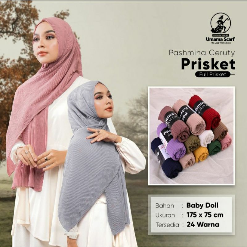Kerudung Pasmina plisket / pashmina prisket ceruty babydoll ori by Umama scarf