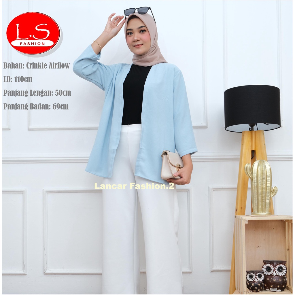 Cardigan Outer Basic Crinkle Airflow Best Seller