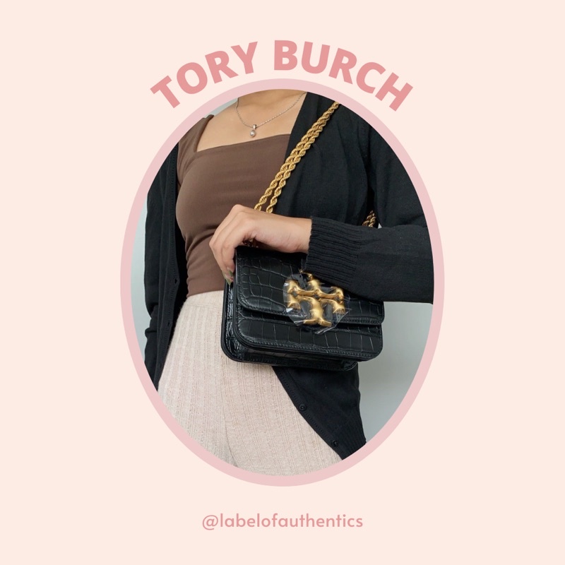 TORY BURCH ELEANOR SMALL CROCO CONVERTIBLE SHOULDER BAG