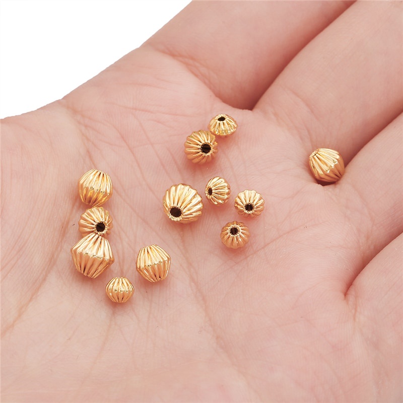 18K Gold Plated 10Pcs 4 5 6mm Copper Diamond Shape Spacer Beads for DIY Necklace Bracelet Earring Jewelry Findings Making