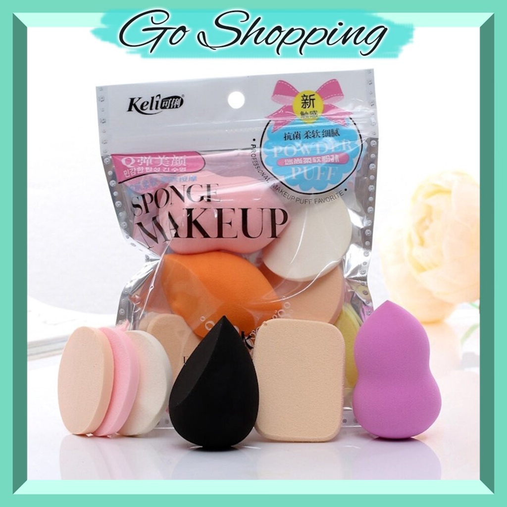 GO! SM623 Spons Make Up Set 6 IN 1 Beauty Blender Sponge Bedak Foundation Pembersih makeup