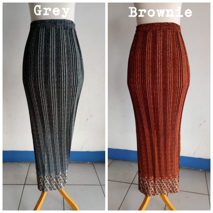 Rok Plisket Panjang Ainuha Maxi Jumbo Wanita - Abu-abu Muda