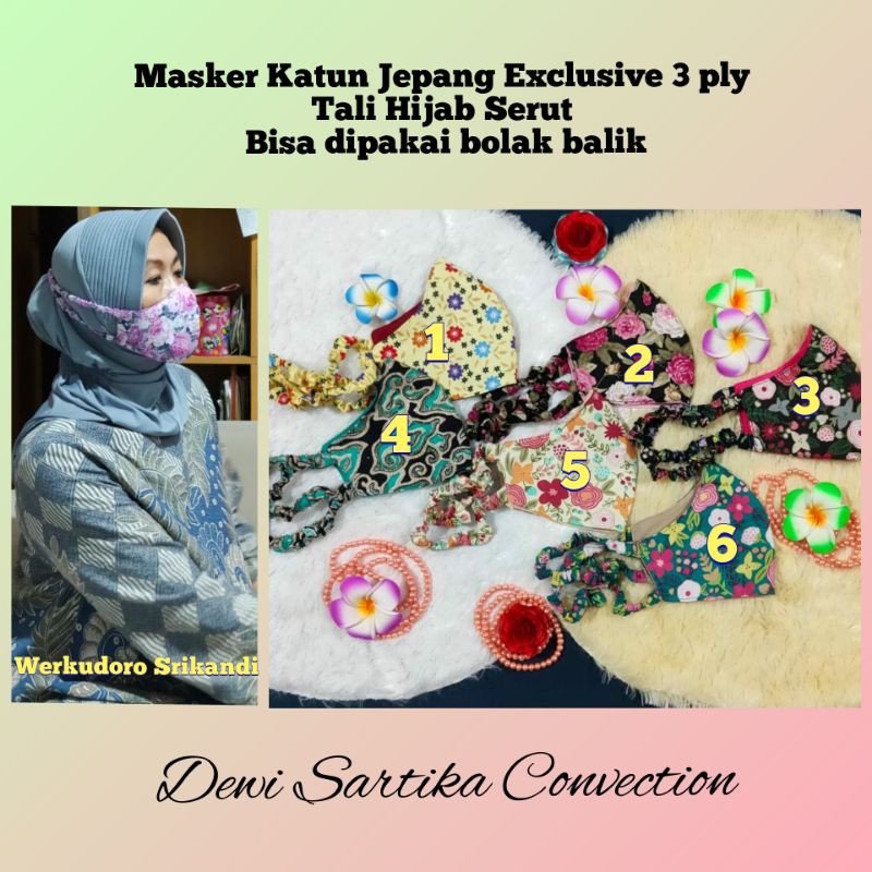 masker katun jepang hijab serut