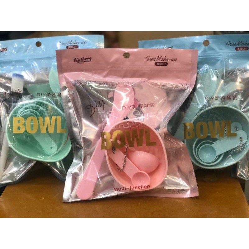 MANGKOK MASKER SET SILIKON 6PCS / KUAS MASKER BENING PUTIH / Koas masker