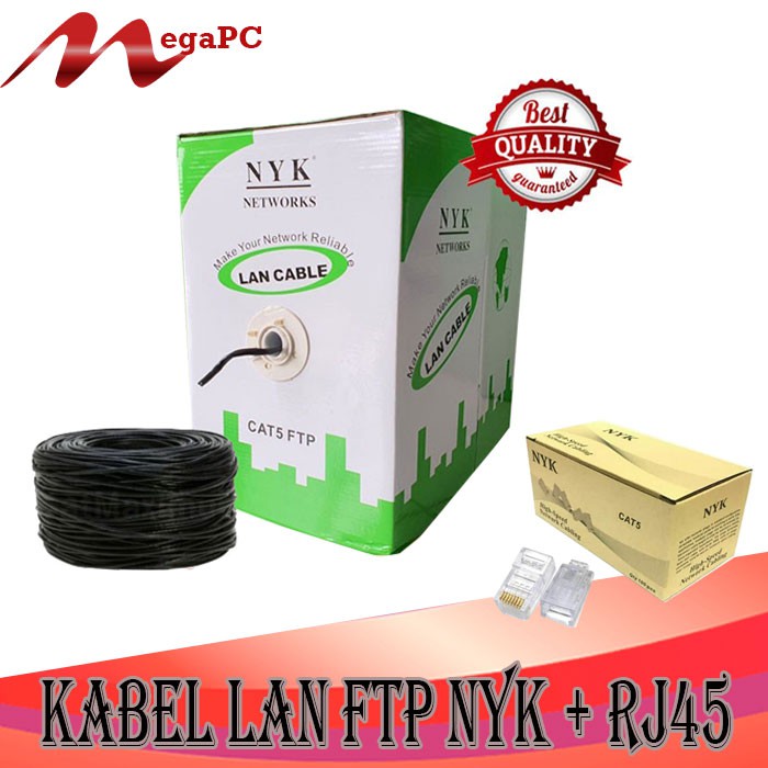 Kabel Lan FTP cat 5 305 meter NYK + RJ45 1 dus