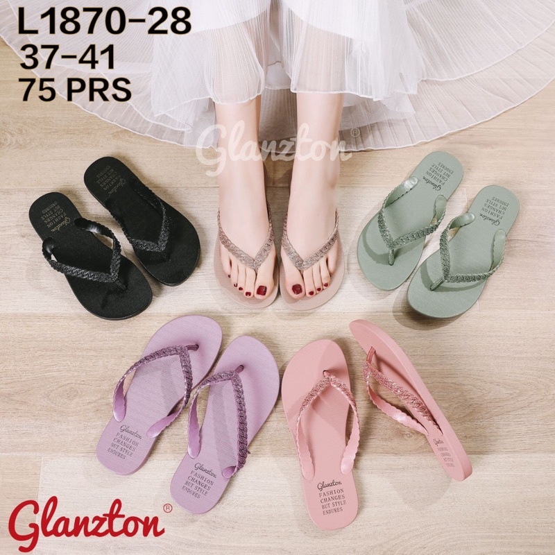 Sandal Jelly Jepit Glanzton L1870 Sandal Jepit Doff Motif Anyam Glitter Terbaru