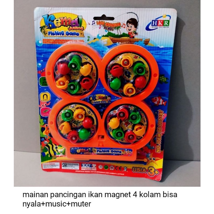 free batrai 2 pcs mainan pancingan magnet 4 kolom bisa muter dan ada musiknya free batrai