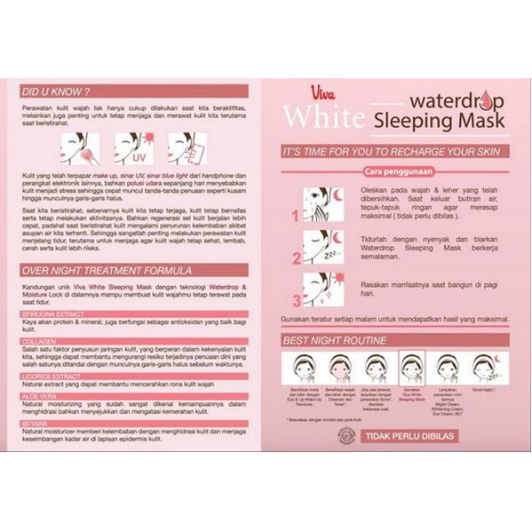* NCC * Viva Sleeping Mask Waterdrop Moisture Lock Rehydrating Masker Wajah - Netto 80 gr
